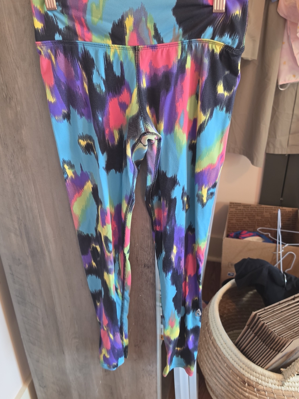 Dona Jo Abstract Watercolor Multi Color Performance Leggings Size 2 Medium